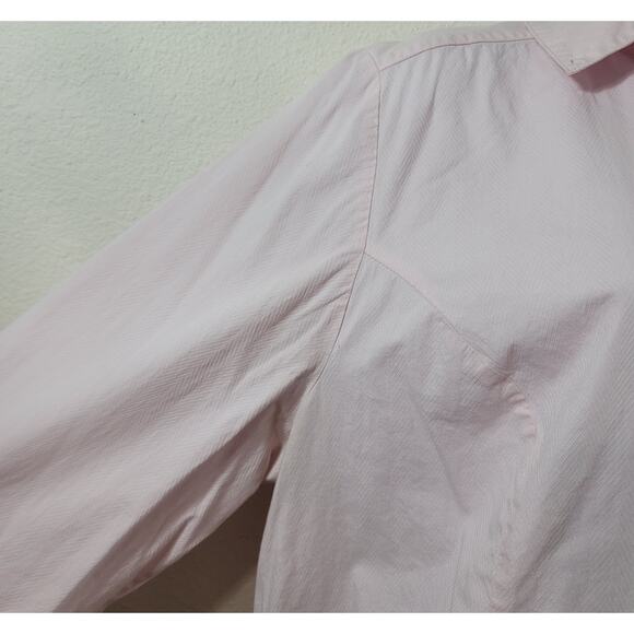 Lane Bryant Pink Button Up Collar Top 22 Lightweight Soft Stretchy Rounded Hem - Picture 2 of 5